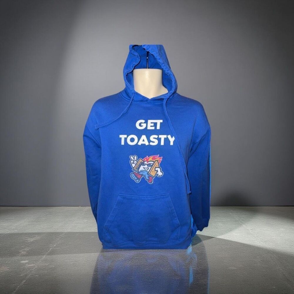 Rare Unisex Tultex Get Toasty Blue Hoodie Size Medium
